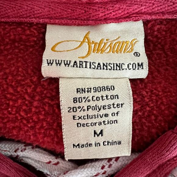 Artisans Womens Hoodie Hooded Pullover Sweatshirt Camp Forest Springs Red Medium - Picture 7 of 9